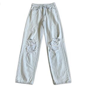 We Wore What Jeans Womens 25 Straight Leg Distressed Light Wash Weworewhat